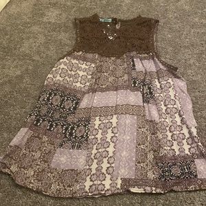 Purple tank top with lace detail